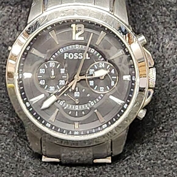 Fossil Grant Chronograph Watch Men FS4532 43mm Silver Tone New Battery - Picture 6 of 7